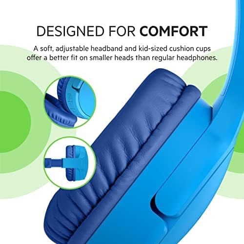 Belkin SoundForm Mini Kids On-Ear Wireless Headphones - Blue, BKN-AUD002BTBL Belkin SoundForm Mini Kids On-Ear Wireless Headphones - Blue, BKN-AUD002BTBL